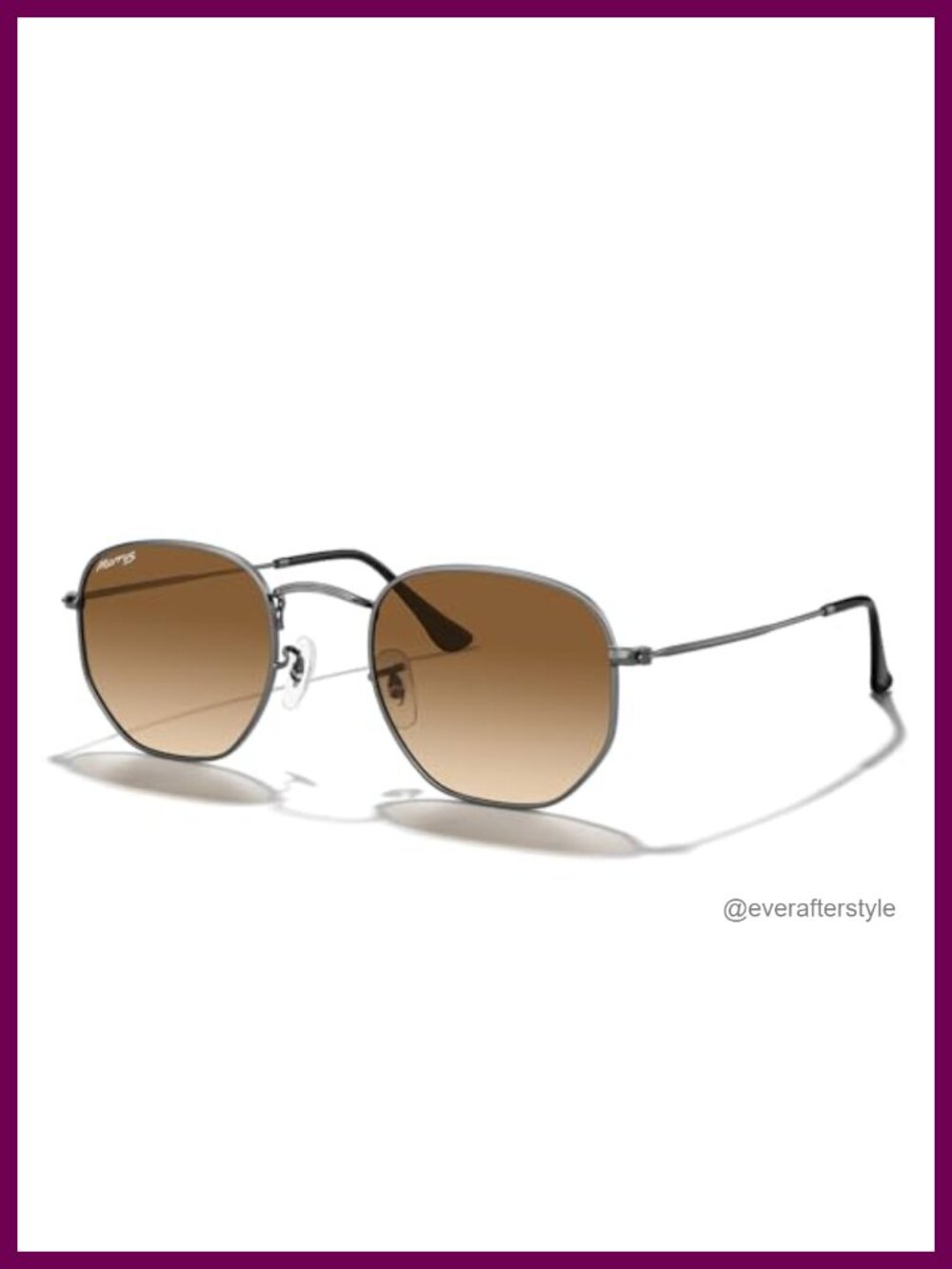 Hexagonal Metal Polarized Sunglasses Flat Lens UV Protection